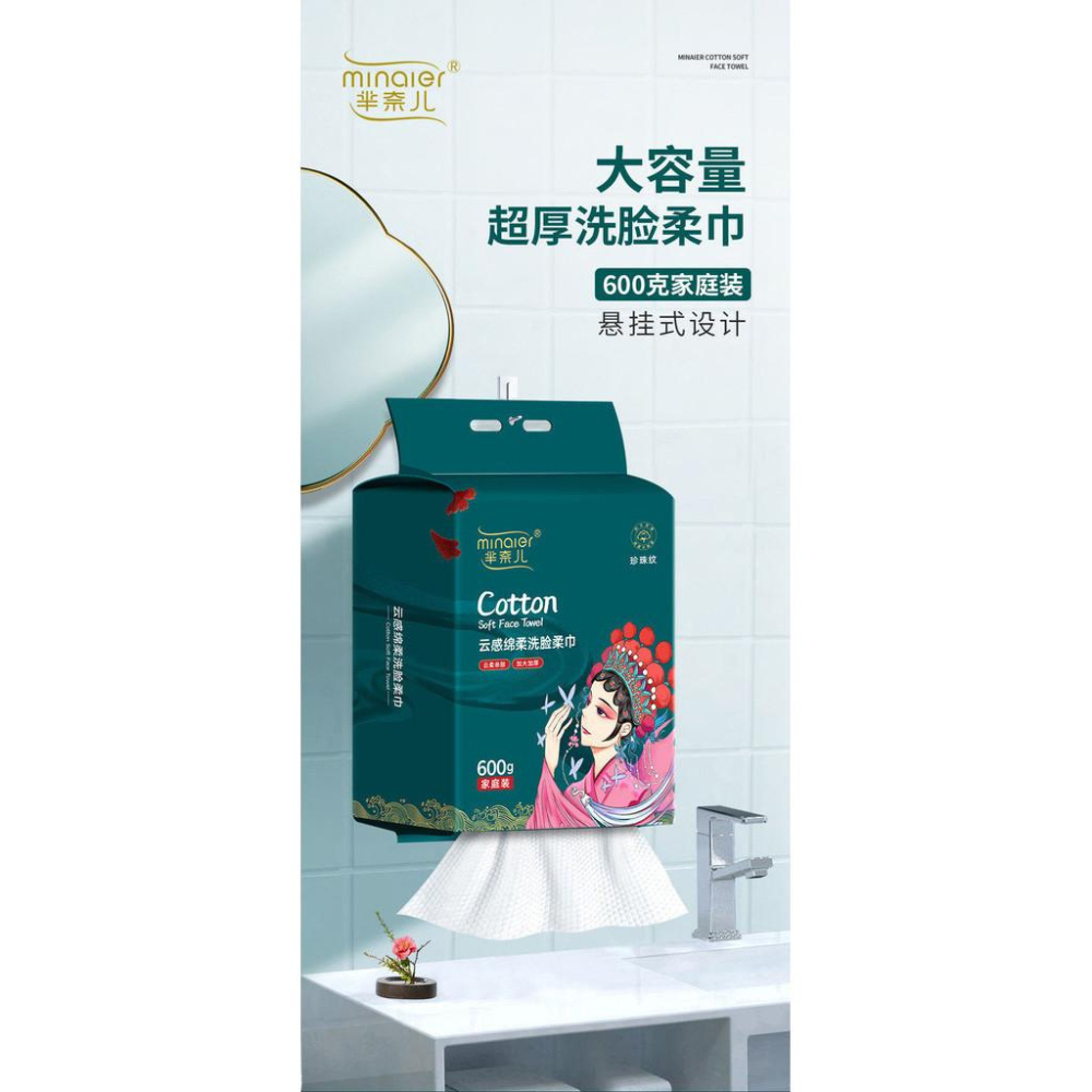 羋奈兒懸掛洗臉巾加大加厚全新純棉潔面巾大包600g-細節圖6