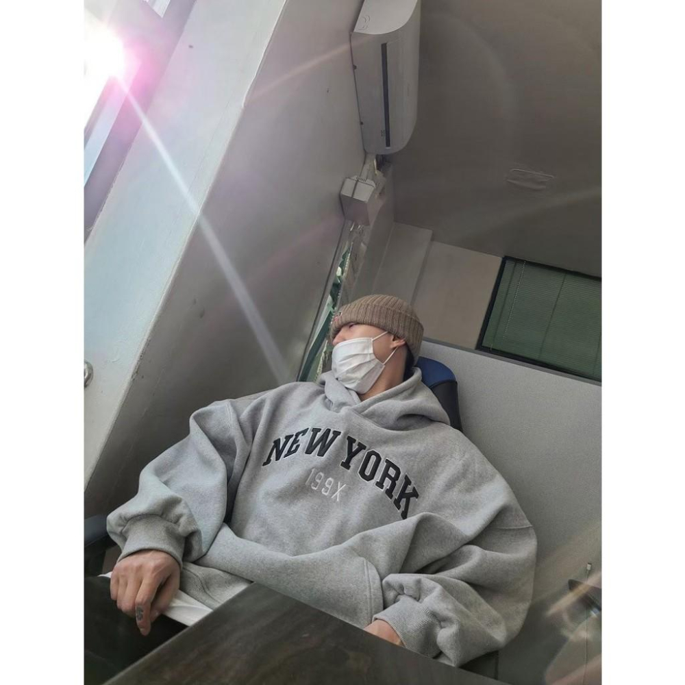 韓國 199X NEW YORK 刺繡 刷毛 帽T 韓版 帽踢 情侶衣 長袖  刺繡 內刷毛 寬鬆 男女皆可 落肩 男裝-細節圖9