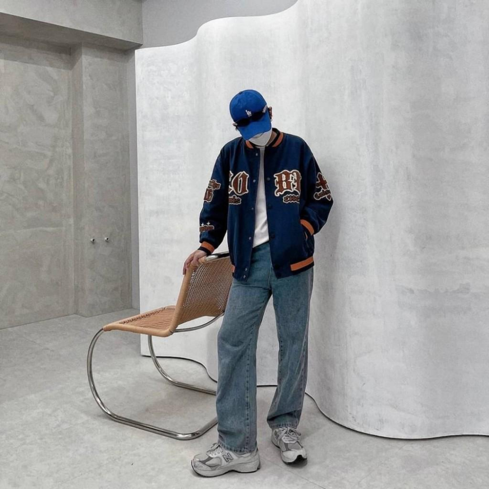 超厚重磅羅紋配色拼布刺繡棒球外套 棒球外套 夾克 2219-細節圖2