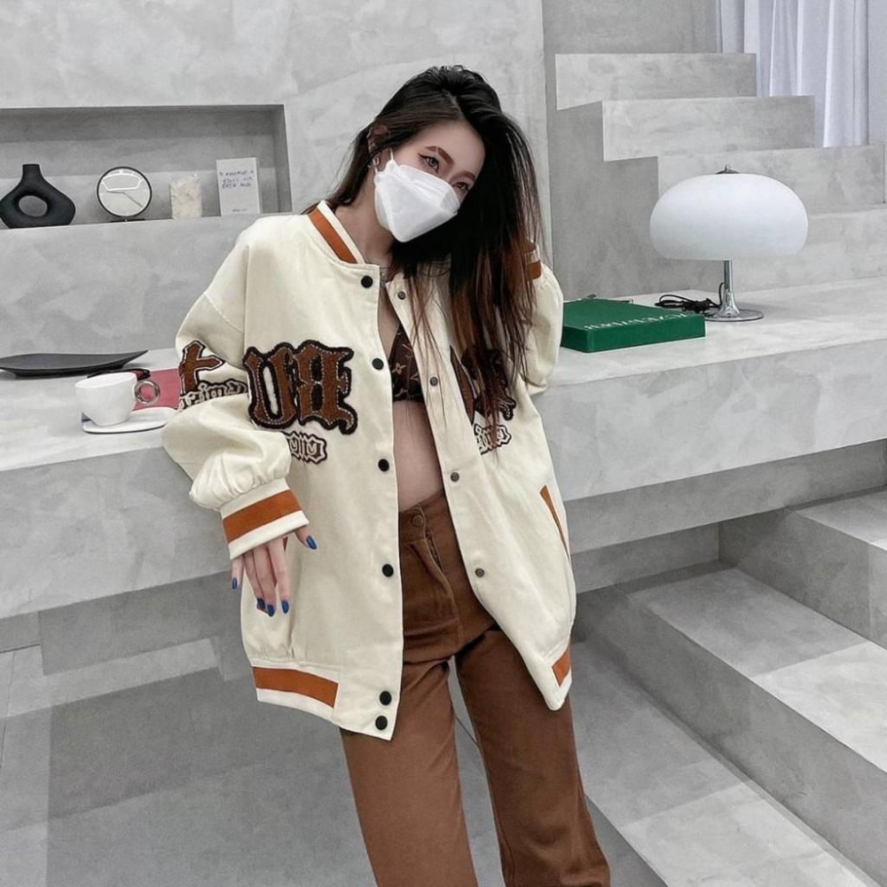 超厚重磅羅紋配色拼布刺繡棒球外套 棒球外套 夾克 2219-細節圖5