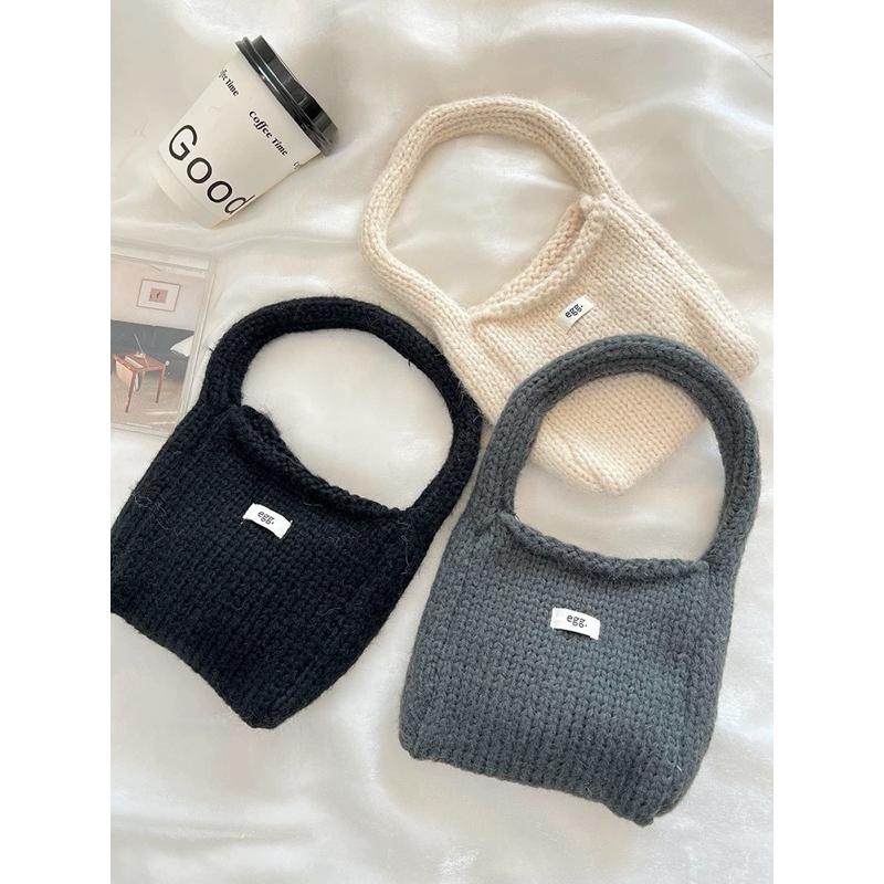 egg迷你 針織手提包 韓系 粗毛線 秋冬 百搭 隨身包-細節圖2