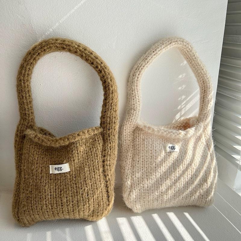 egg迷你 針織手提包 韓系 粗毛線 秋冬 百搭 隨身包-細節圖5