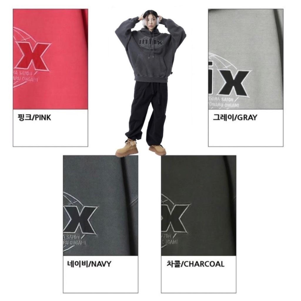 韓國洗水Infix刺繡地球帽T 帽踢 長袖 連帽上衣 男裝 女裝 情侶衣 韓系 穿搭 pop 98963-細節圖6