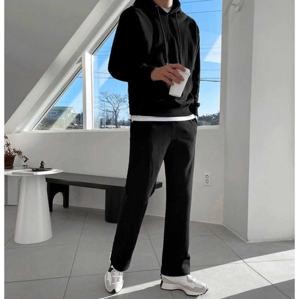 韓系舒適落地褲 灰/黑 落地褲 長褲 棉褲-細節圖5