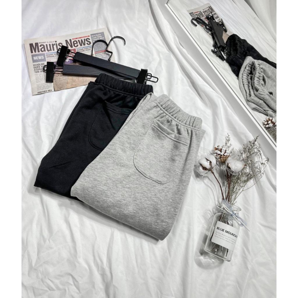 韓系舒適落地褲 灰/黑 落地褲 長褲 棉褲-細節圖7