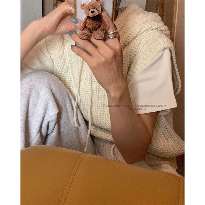 連帽針織背心 針織上衣 無袖 毛衣 毛線上衣 連帽上衣-細節圖5