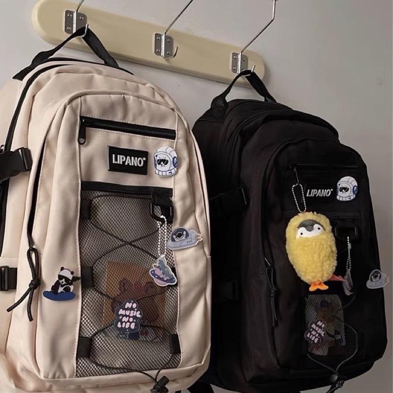 大容量 雙肩後背包 後背包 書包 開學必備 男女可背 港風多夾層防水學生書包 工裝雙肩包 旅行背包 大學-細節圖6