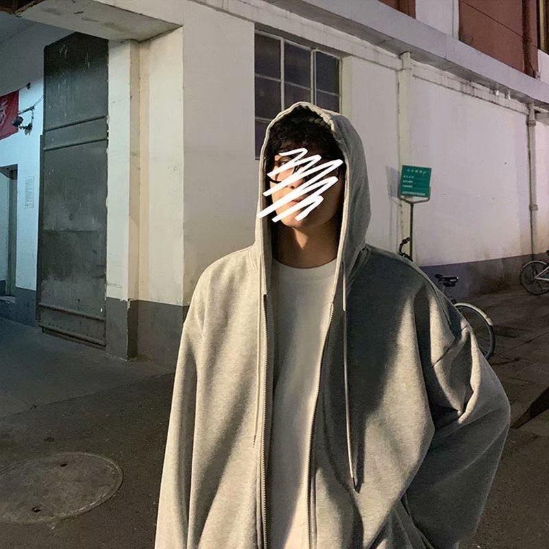 拉鍊連帽外套 寬鬆外套 連帽外套 大尺碼外套 連帽外套 加絨外套 潮流 男生外套休閒-細節圖3