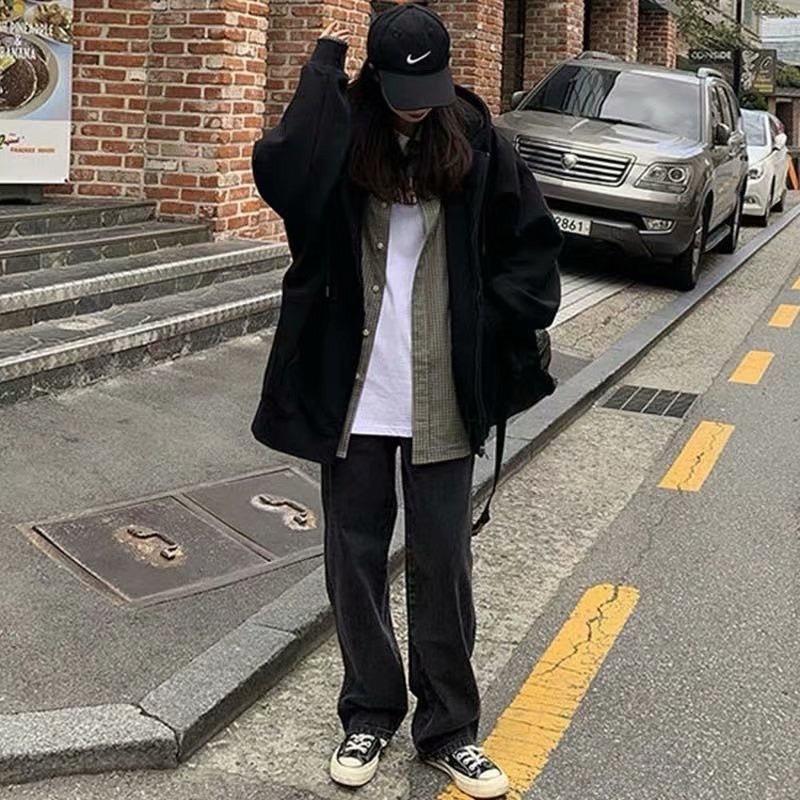 拉鍊連帽外套 寬鬆外套 連帽外套 大尺碼外套 連帽外套 加絨外套 潮流 男生外套休閒-細節圖5