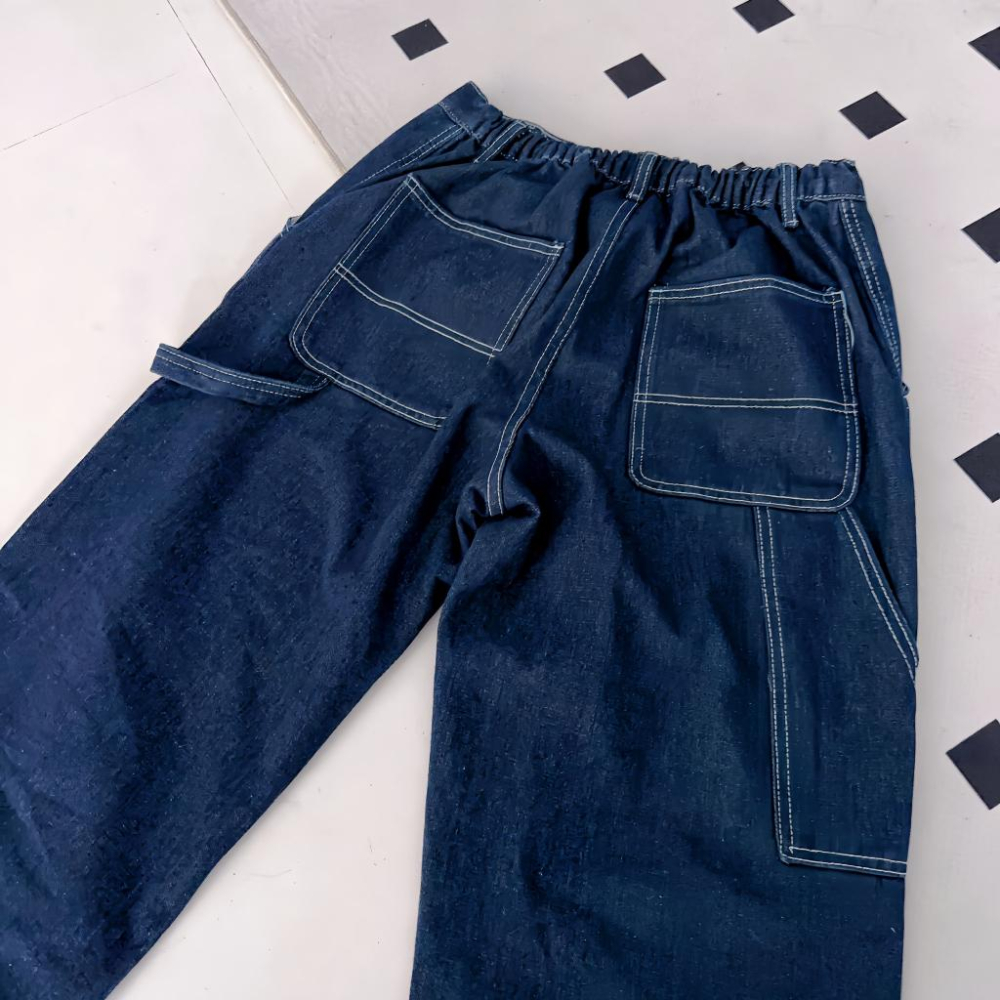 高質感素面牛仔畫家褲 牛仔褲 長褲 畫家褲 韓版長褲 男裝 女裝-細節圖4