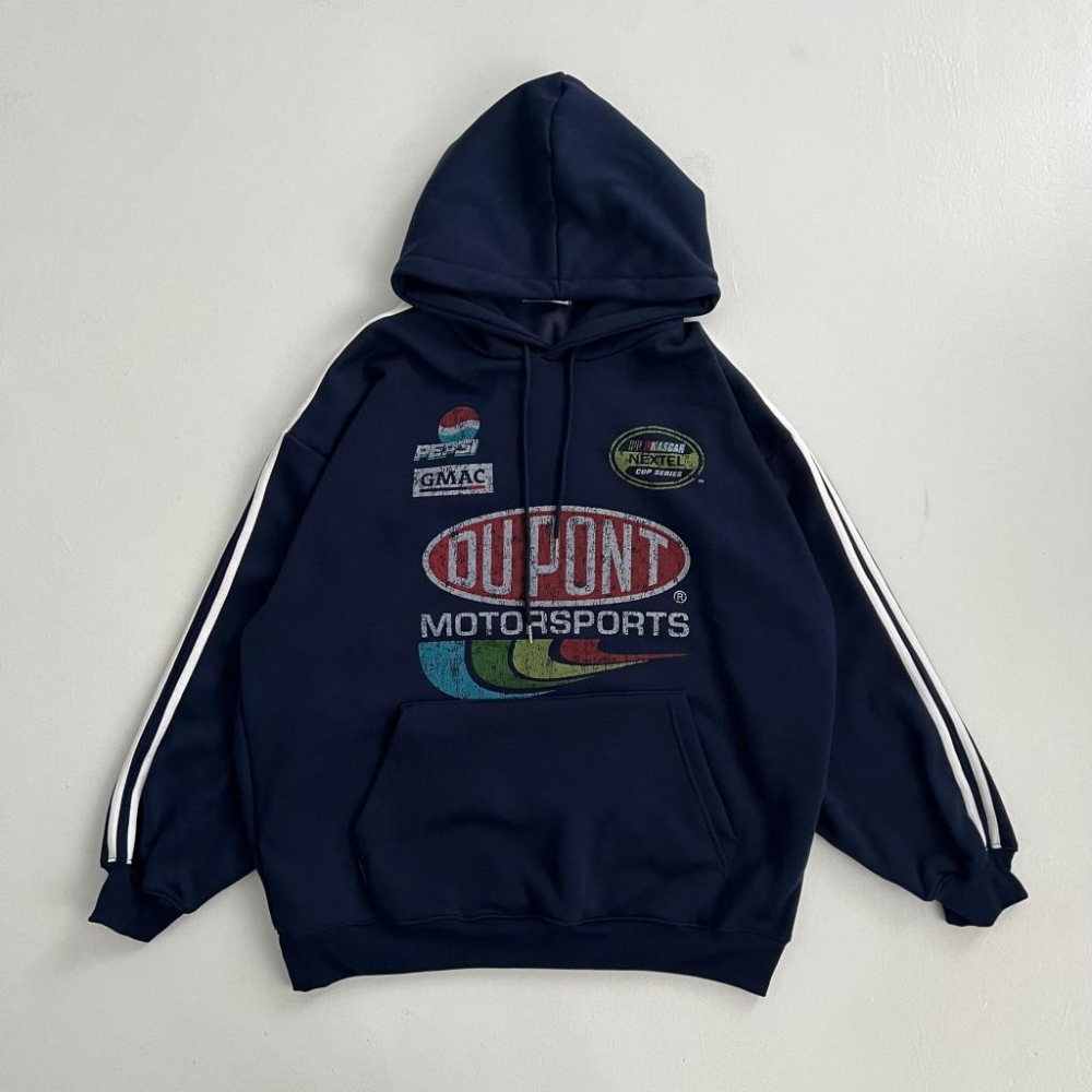 MOTORSPORTS賽車風刷毛帽踢 TEE 長袖 衛衣-細節圖2