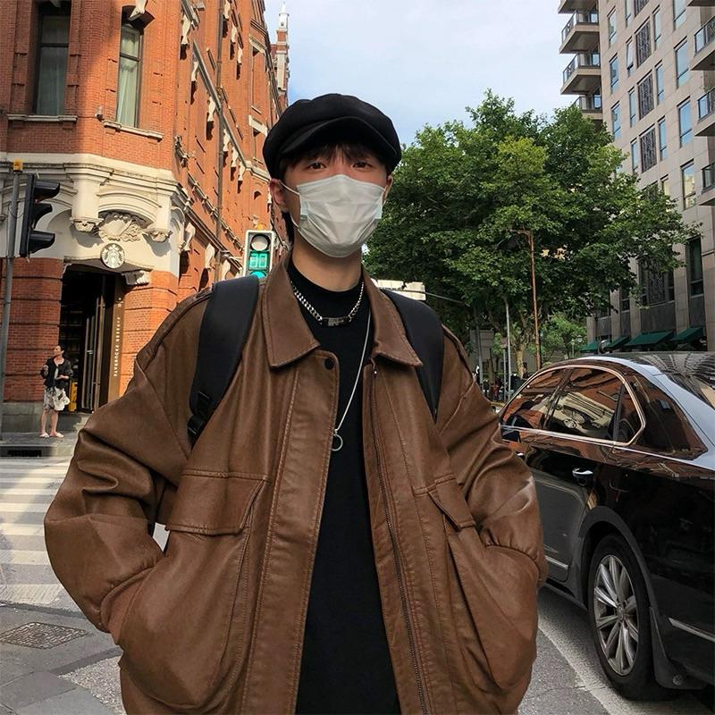 兩色/大口袋皮衣外套 夾克 飛行外套 ins 外套-細節圖2