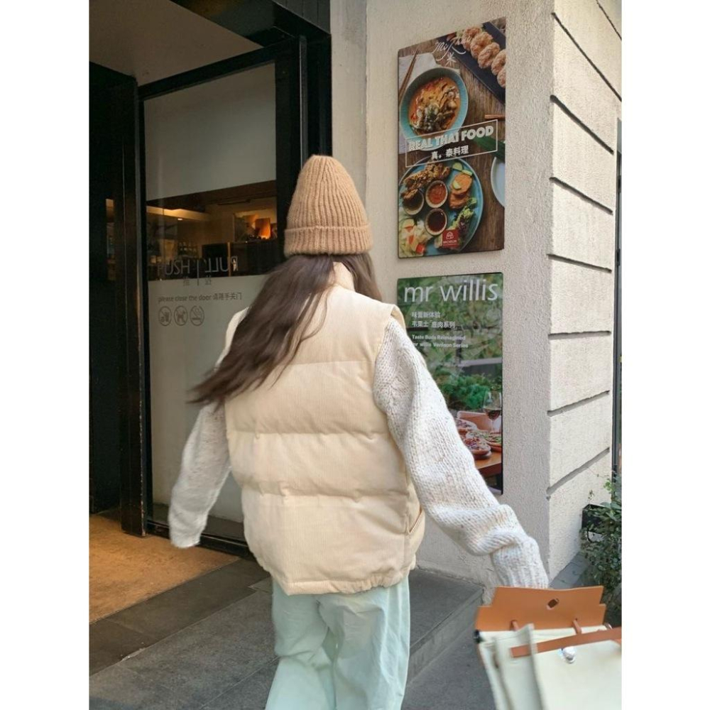 燈芯絨保暖立領背心 外套 背心 女裝 保暖 冬天-細節圖3