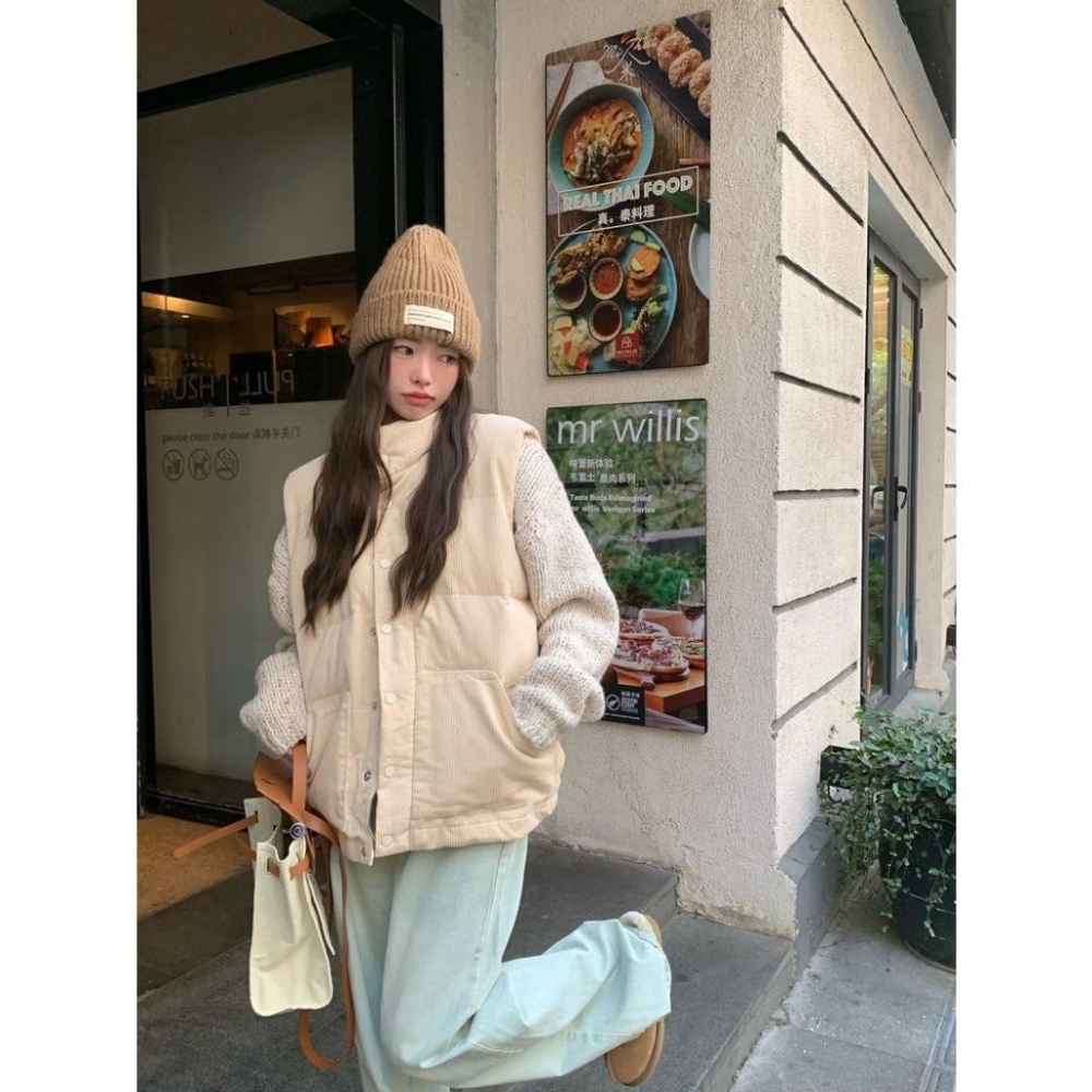 燈芯絨保暖立領背心 外套 背心 女裝 保暖 冬天-細節圖4