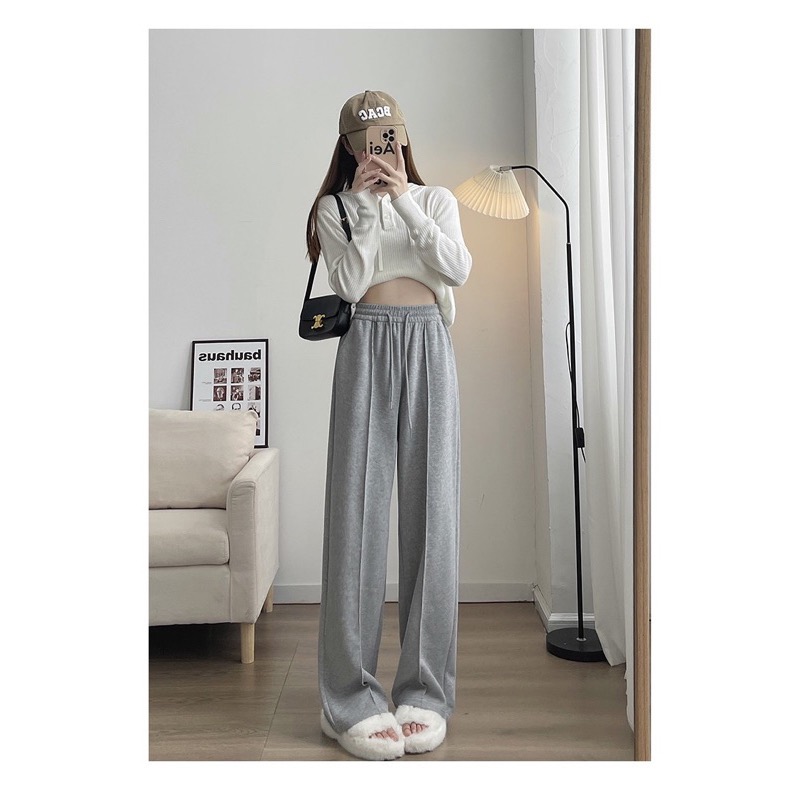 minmin  小個子到高個子都能穿的落地棉褲 棉質落地褲 闊腿褲-細節圖2