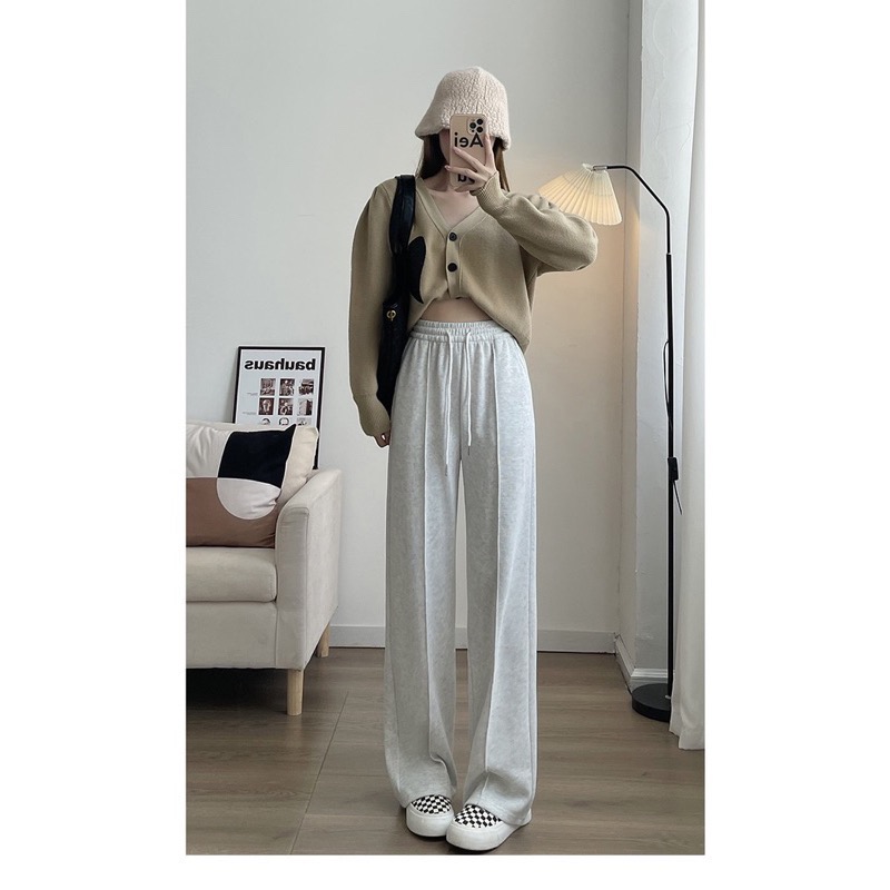 minmin  小個子到高個子都能穿的落地棉褲 棉質落地褲 闊腿褲-細節圖4