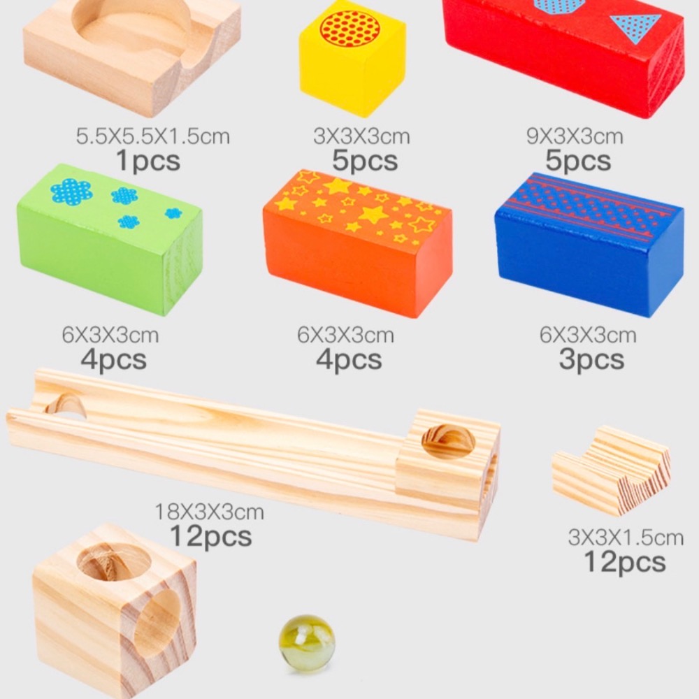 木製軌道滾珠積木 52件組 軌道滾滾珠 木製彈珠軌道積木 木製軌道玩具 木製滑道滾珠 軌道積木 滾滾球 木制滾滾球-細節圖4