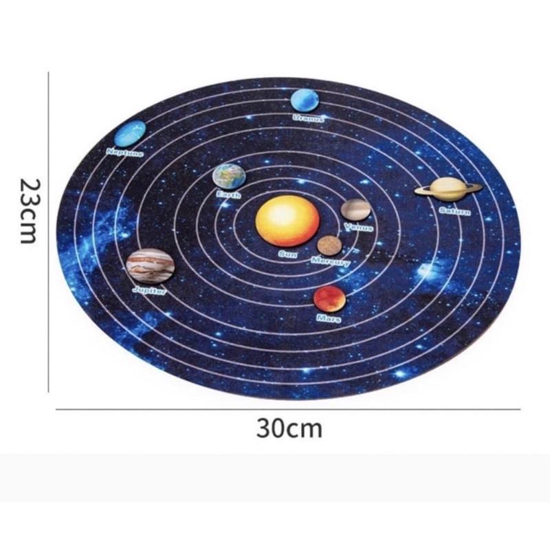 圓型板（木製款）銀河系九大行星配對 太陽教具 圓形款九大行星 太陽系列 銀河拼圖 圓形款九大行星 太空拼圖-細節圖3