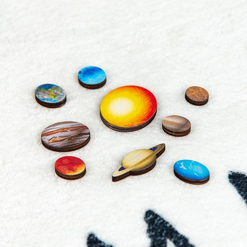 圓型板（木製款）銀河系九大行星配對 太陽教具 圓形款九大行星 太陽系列 銀河拼圖 圓形款九大行星 太空拼圖-細節圖5
