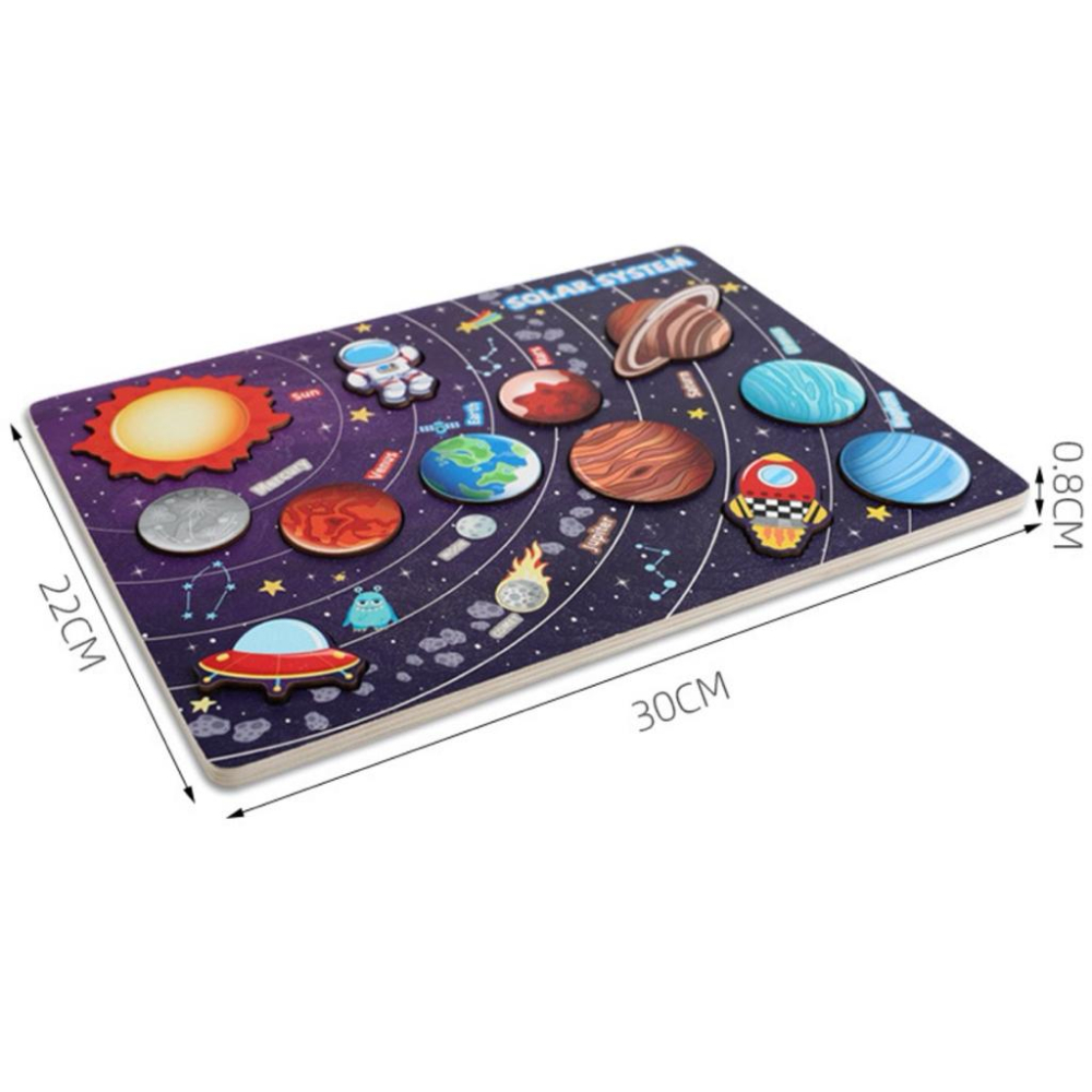 圓型板（木製款）銀河系九大行星配對 太陽教具 圓形款九大行星 太陽系列 銀河拼圖 圓形款九大行星 太空拼圖-細節圖6