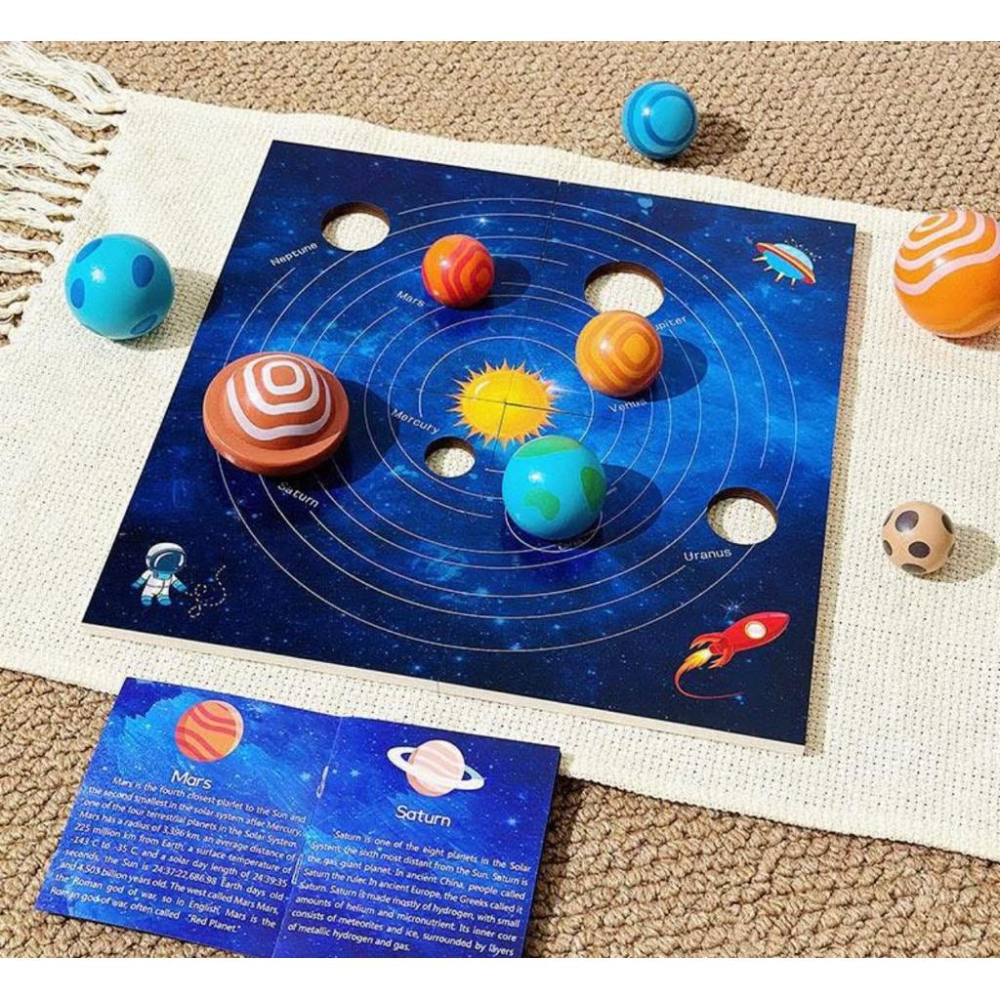 圓型板（木製款）銀河系九大行星配對 太陽教具 圓形款九大行星 太陽系列 銀河拼圖 圓形款九大行星 太空拼圖-細節圖9