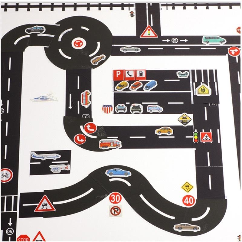 道路交通紙膠帶 道路膠帶 道路交通 交通玩具 交通工具教材 道路遊戲貼紙 交通教材 交通遊戲-細節圖5