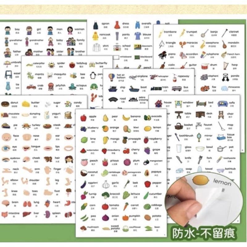A4款10張英文日常用貼紙標籤（一組共200張小貼紙）家庭英語日常口語 便利貼紙親子對話練習  兒童早教啓蒙英文貼紙-細節圖6