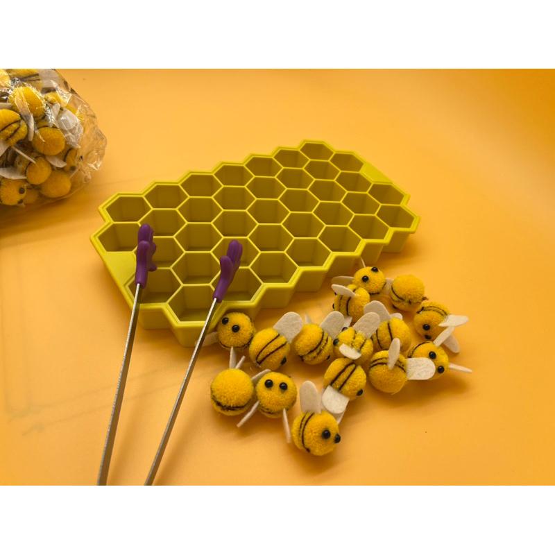 小蜜蜂15+蜂窩盒1+小手夾*1 小蜜蜂系列來嘍 玩配對玩數字遊戲、訓練小手肌肉道具 蜜蜂窩道具 蜜蜂娃娃 手眼協調道具-細節圖2