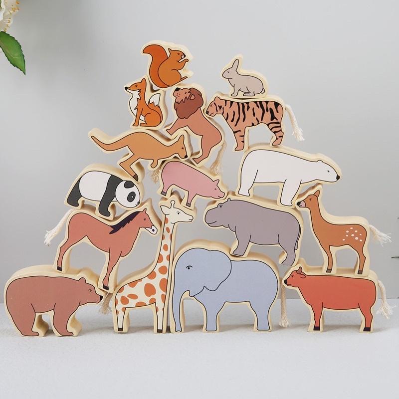 木製質感風動物組  木質動物 動物素材 動物玩具 動物教學 訓練小肌肉發展 扮演遊戲 堆疊遊戲 動物平衡 動物疊疊樂-細節圖7