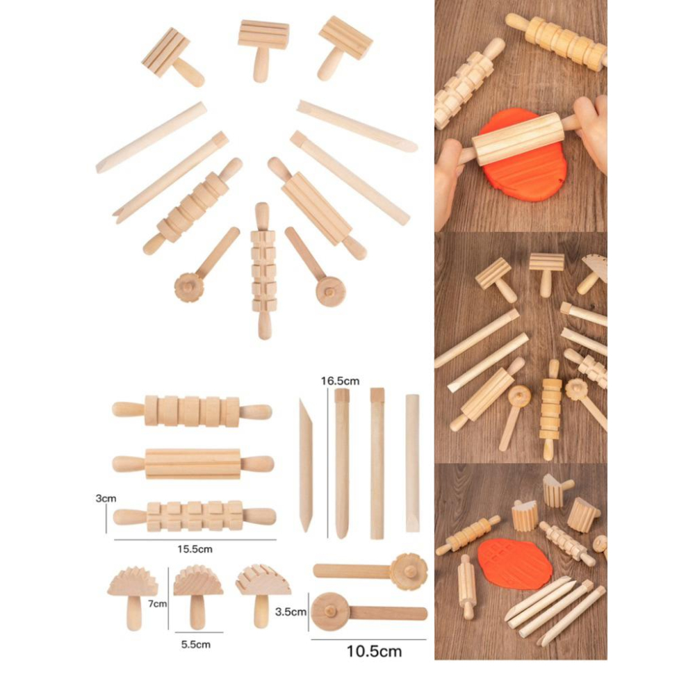 現貨🔴木製印花黏土工具組 印花桿麵棍  黏土工具 陶土工具 餅乾桿麵棍  紋路素材 黏土桿麵棍 兒童黏土工具 感官遊戲-細節圖8