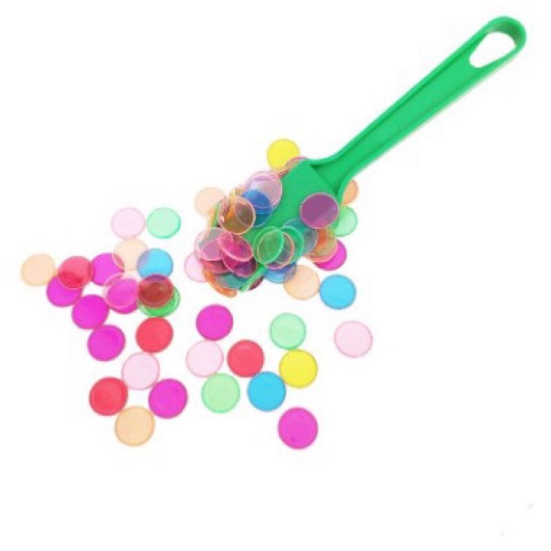 台灣現貨 圓形片 圓形透明片學習顏色分類計數算數教具小圓片100片、金屬圈棒、磁力棒、磁力圓片、教學圓片-細節圖5