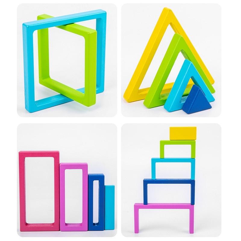 益智彩虹積木盒❤️線條形狀構造 多款形狀彩色 多形狀彩虹 彩虹建構 建構教材 形狀教具 彩虹積木 幾何積木 視覺訓練-細節圖5