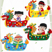 划龍舟, 端午節材料包❤️布織布龍舟款DIY，划龍舟材料包、龍舟彩繪、龍舟搖搖材料包