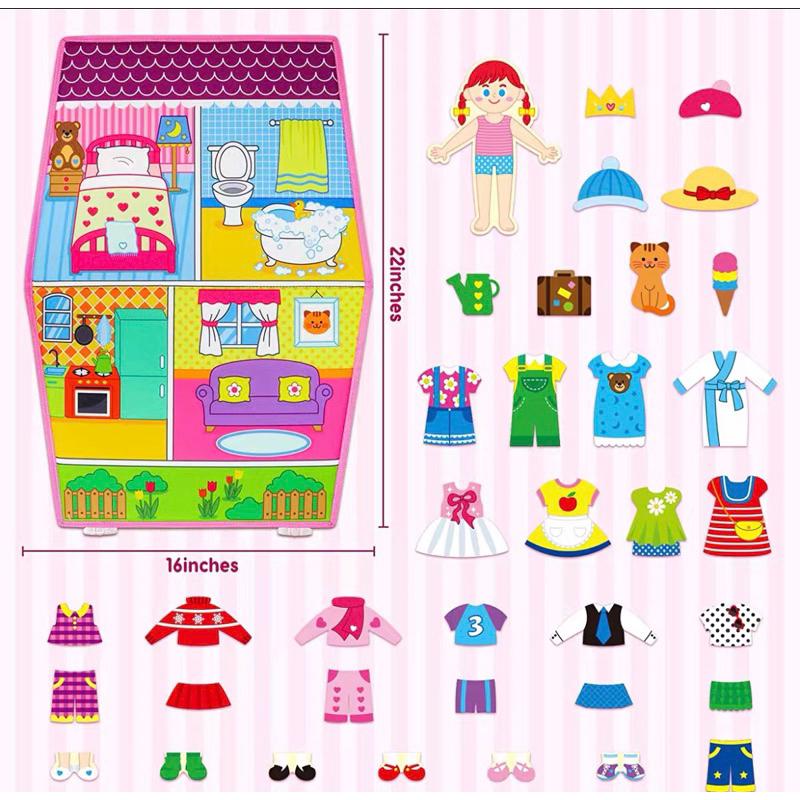 蒙氏教具 日常生活教具穿衣服學習板 訓練學習自理能力生活習慣、動手能力、配對遊戲、生活自理能力綁鞋帶、打繩結 學習版-細節圖6