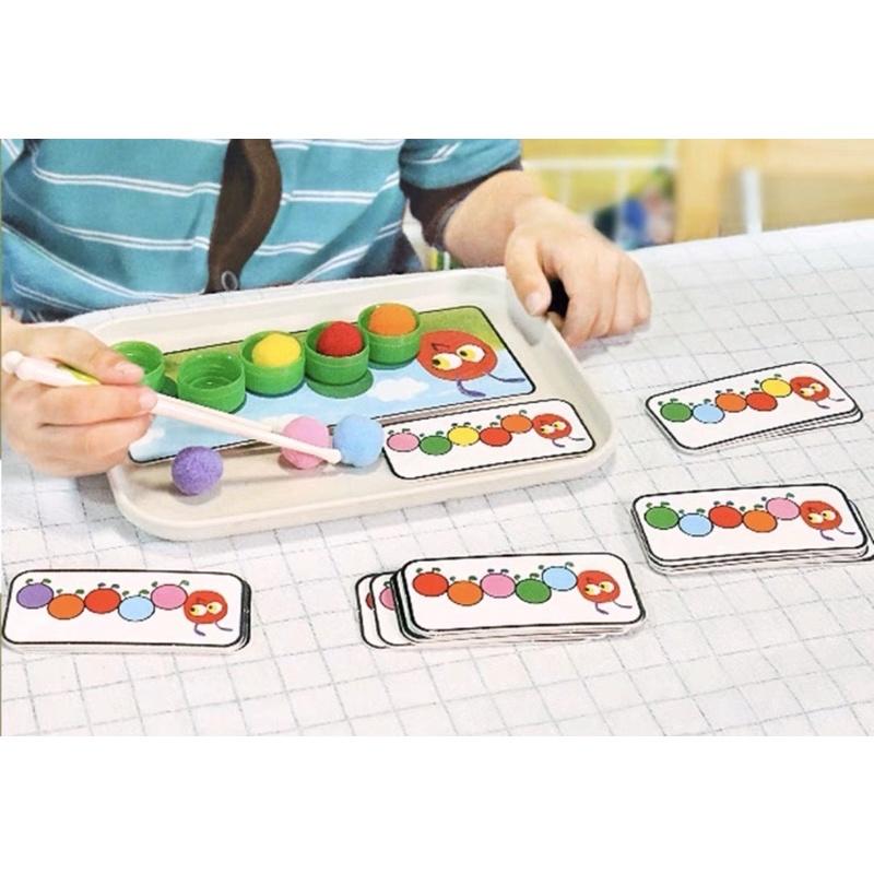 培養記憶能力 毛毛蟲桌遊 蒙式教具 夾球遊戲   毛毛蟲夾球  練習拿筷子 毛毛蟲系列桌遊 顏色 練習拿筷子-細節圖2