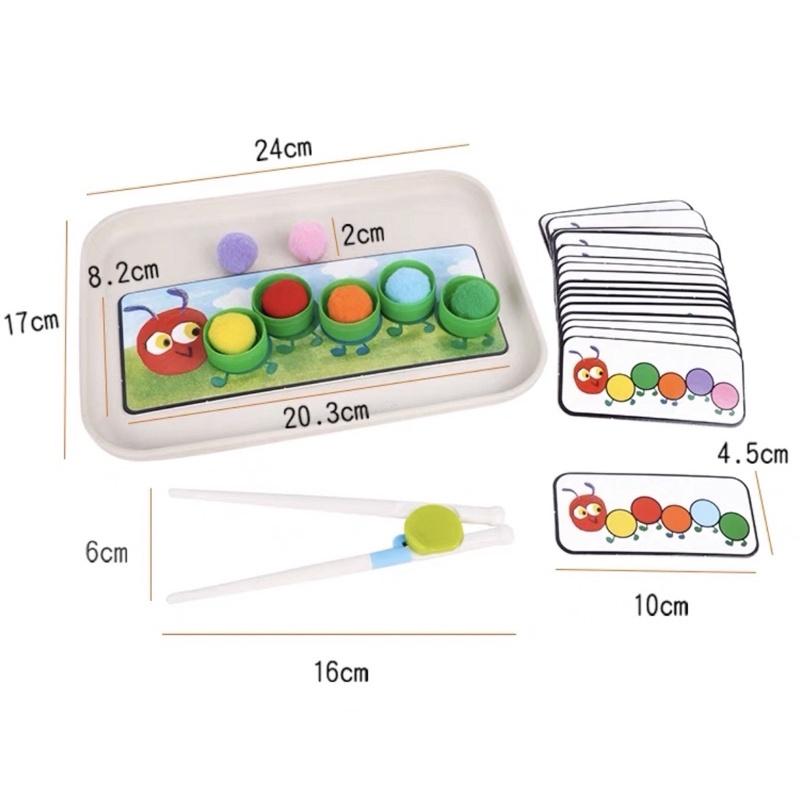 培養記憶能力 毛毛蟲桌遊 蒙式教具 夾球遊戲   毛毛蟲夾球  練習拿筷子 毛毛蟲系列桌遊 顏色 練習拿筷子-細節圖5