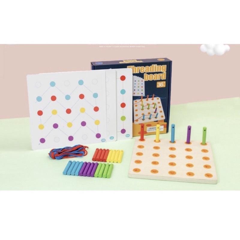 穿線柱 認識方位空間邏輯 認識顏色對應概念 訓練觀察力 訓練專注力 啟蒙教學 精細動作 穿線版 彩虹桌遊 弱視訓練-細節圖2