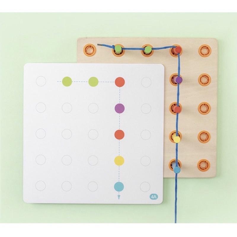 穿線柱 認識方位空間邏輯 認識顏色對應概念 訓練觀察力 訓練專注力 啟蒙教學 精細動作 穿線版 彩虹桌遊 弱視訓練-細節圖3