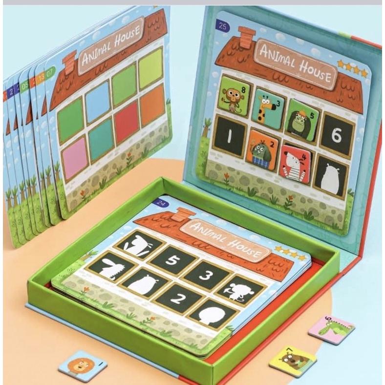 動物之家桌遊 益智專注記憶力 邏輯思維訓練教具 動物的家 推理桌遊 動物桌遊根據提卡上的數字 顏色 影子 方位桌遊-細節圖2
