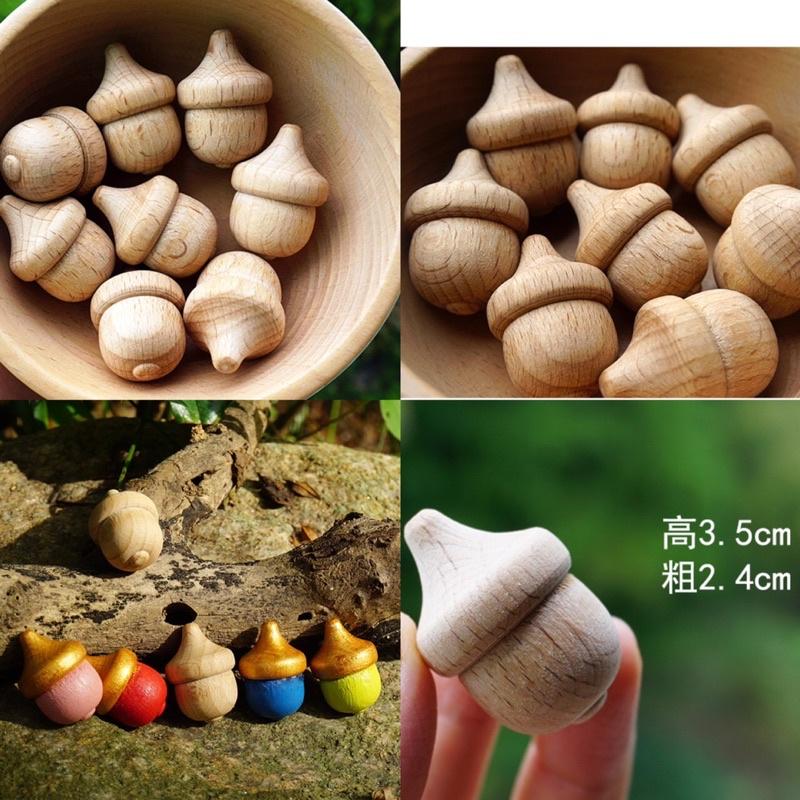 小櫸木款 混合小積木（自行彩繪款）小積木 木製小積木 開放性積木 開放性積木🐿️原色松果子 松果子 建構區域-細節圖3