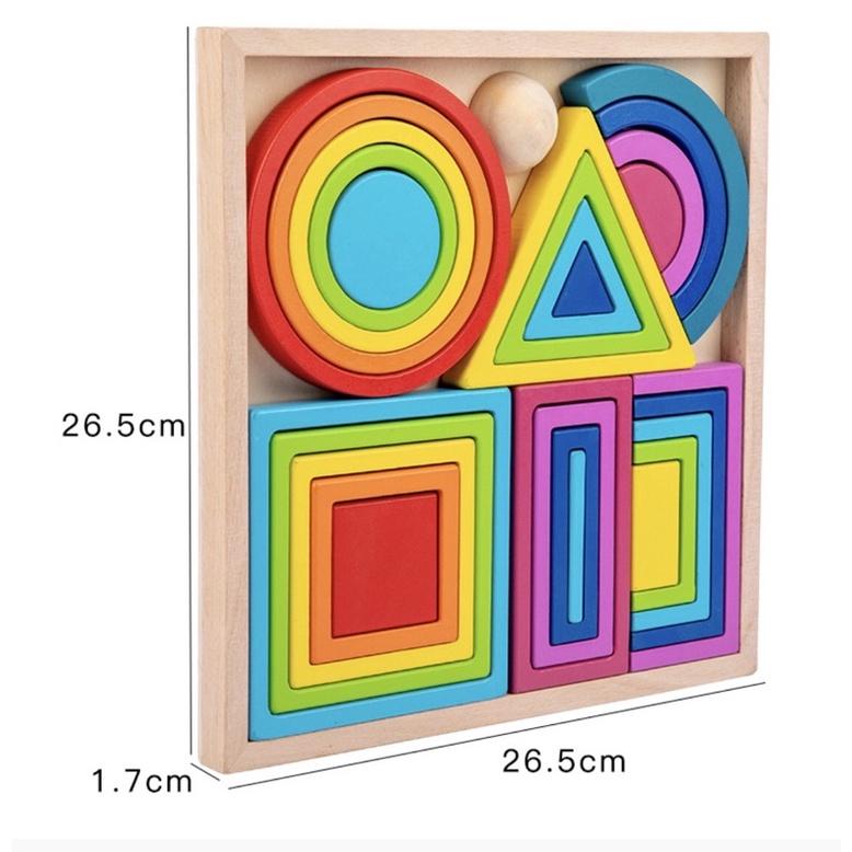 益智彩虹積木盒❤️線條形狀構造 多款形狀彩色 多形狀彩虹 彩虹建構 建構教材 形狀教具 鬆散素材 彩虹積木 幾何教具-細節圖2