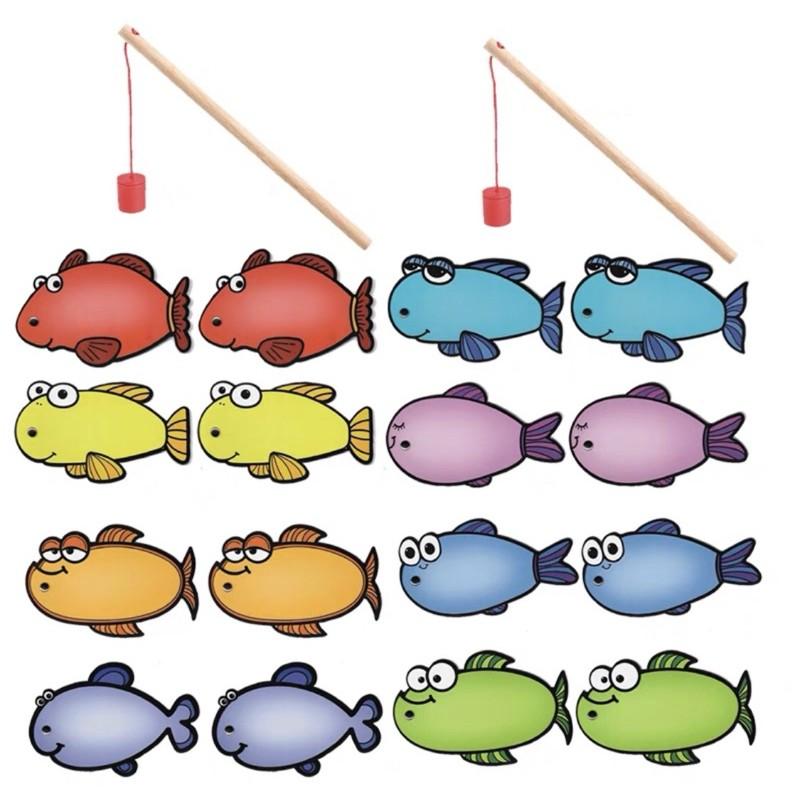 可擦寫釣魚教具組💜魚兒教具  (16隻魚+兩支釣竿)，釣魚桌遊，英文桌遊，顏色教學 顏色道具 磁性釣魚組 英文教具-細節圖3