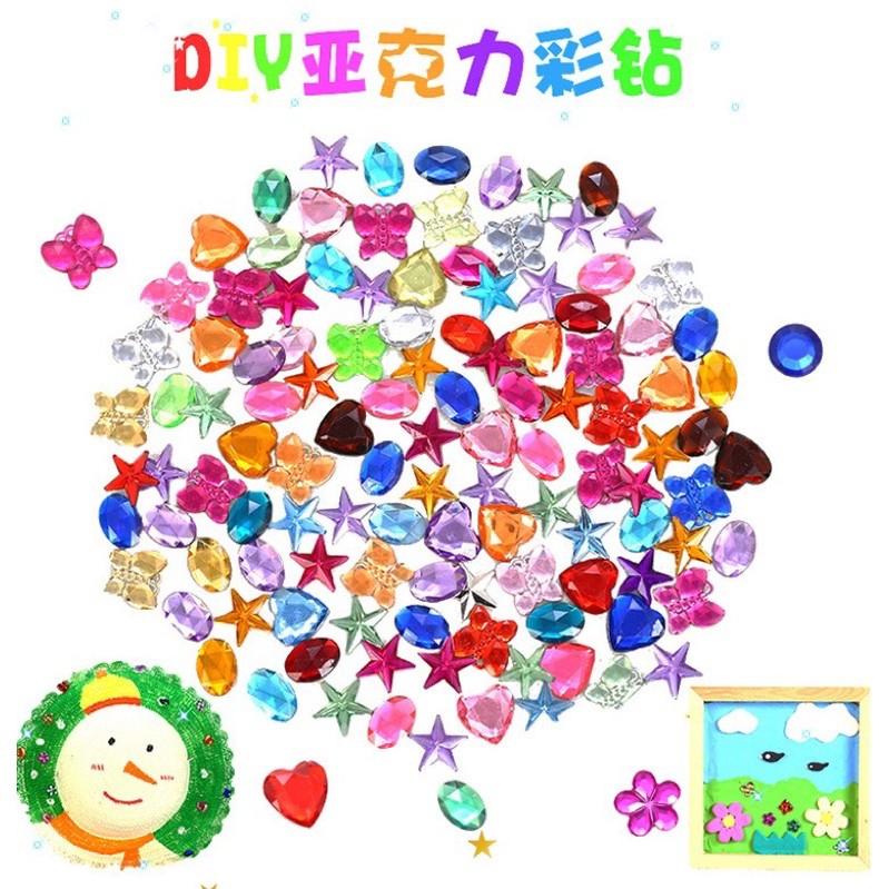彩色壓克材料包 鑽石材料包、勞作材料、壓克力材料包 壓克力彩鑽貼組合（大小混合款）壓克力彩鑽貼 壓克力材料包 壓克力彩鑽-細節圖2