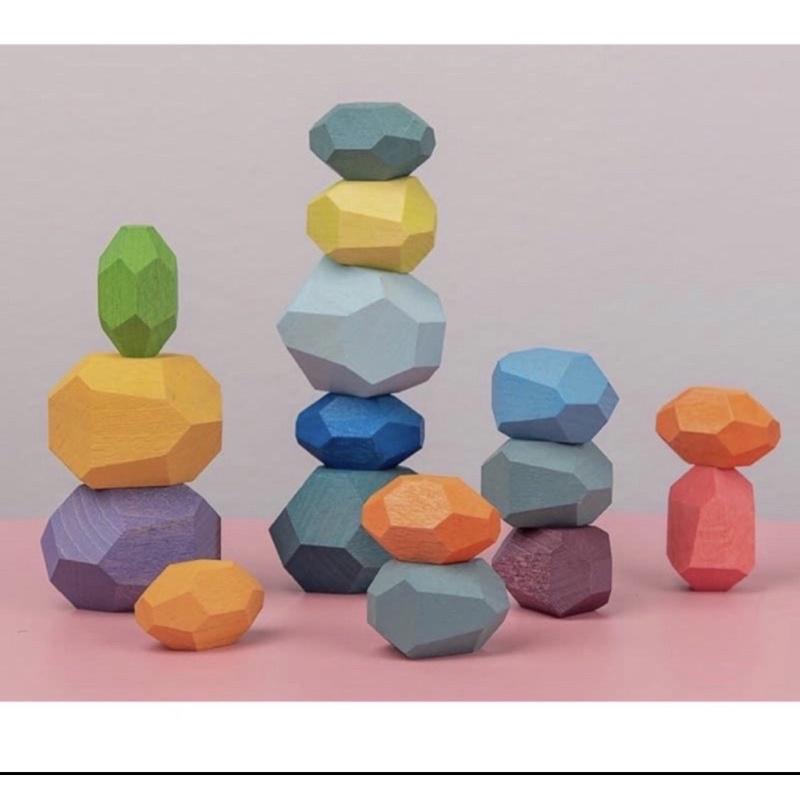 彩色石頭疊疊樂  疊疊石樂 彩色疊石 石頭桌遊 疊疊樂石頭 彩石 石頭桌遊-細節圖2