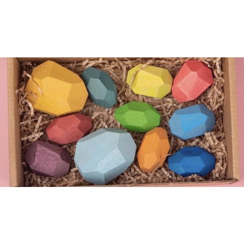 彩色石頭疊疊樂  疊疊石樂 彩色疊石 石頭桌遊 疊疊樂石頭 彩石 石頭桌遊-細節圖3