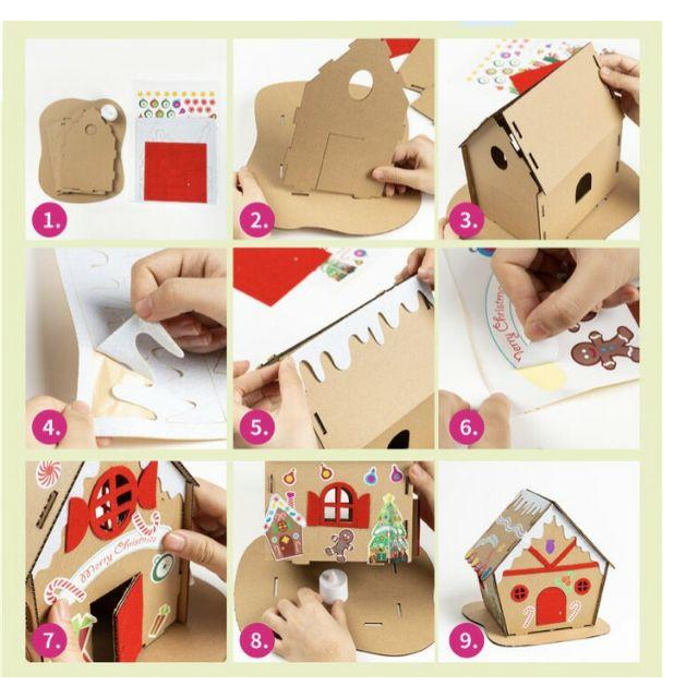 台灣現貨🌟聖誕糖果屋 薑餅屋Diy牛皮小屋 糖果屋 聖誕糖果屋 聖誕小屋 聖誕勞作-細節圖3