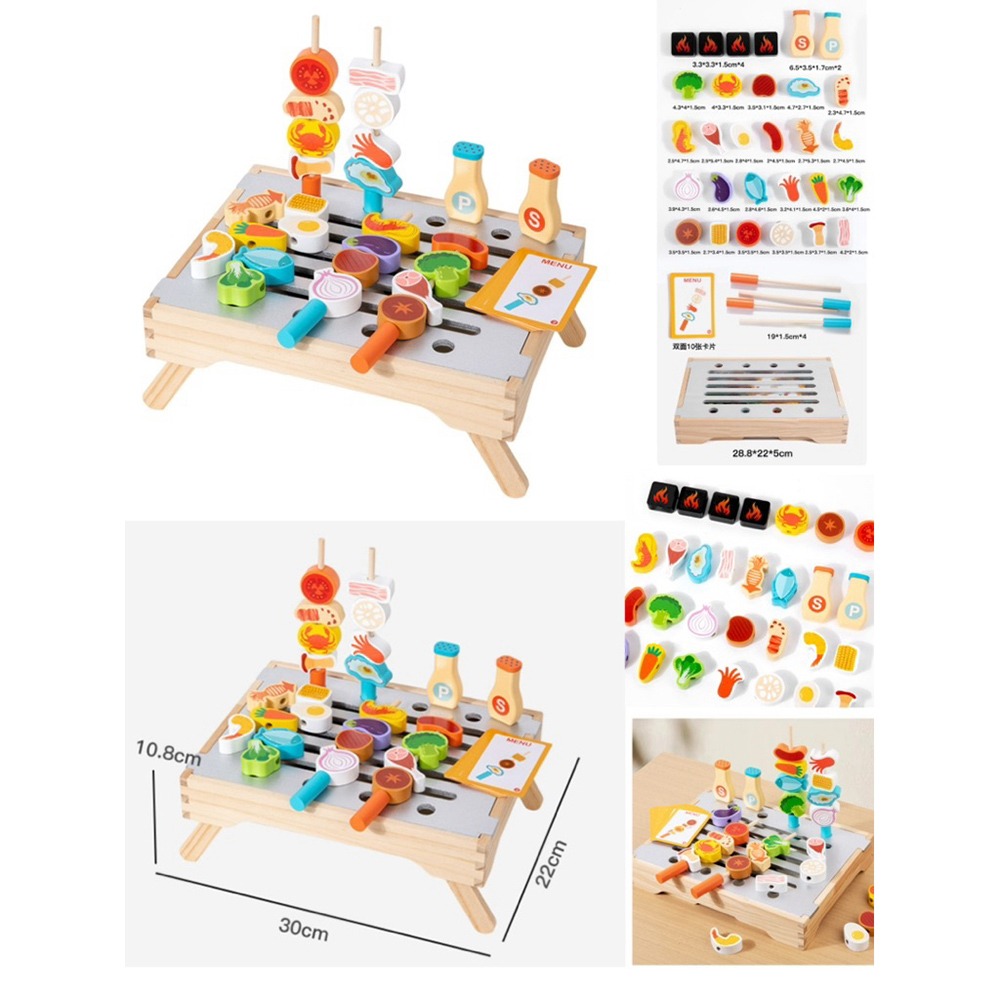 木製烤肉BBQ益智 烤肉串燒桌遊  木製烤肉BBQ益智玩具｜親子角色扮演+手眼協調訓練  烤肉桌遊-細節圖6