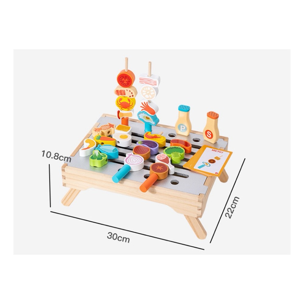 木製烤肉BBQ益智 烤肉串燒桌遊  木製烤肉BBQ益智玩具｜親子角色扮演+手眼協調訓練  烤肉桌遊-規格圖6