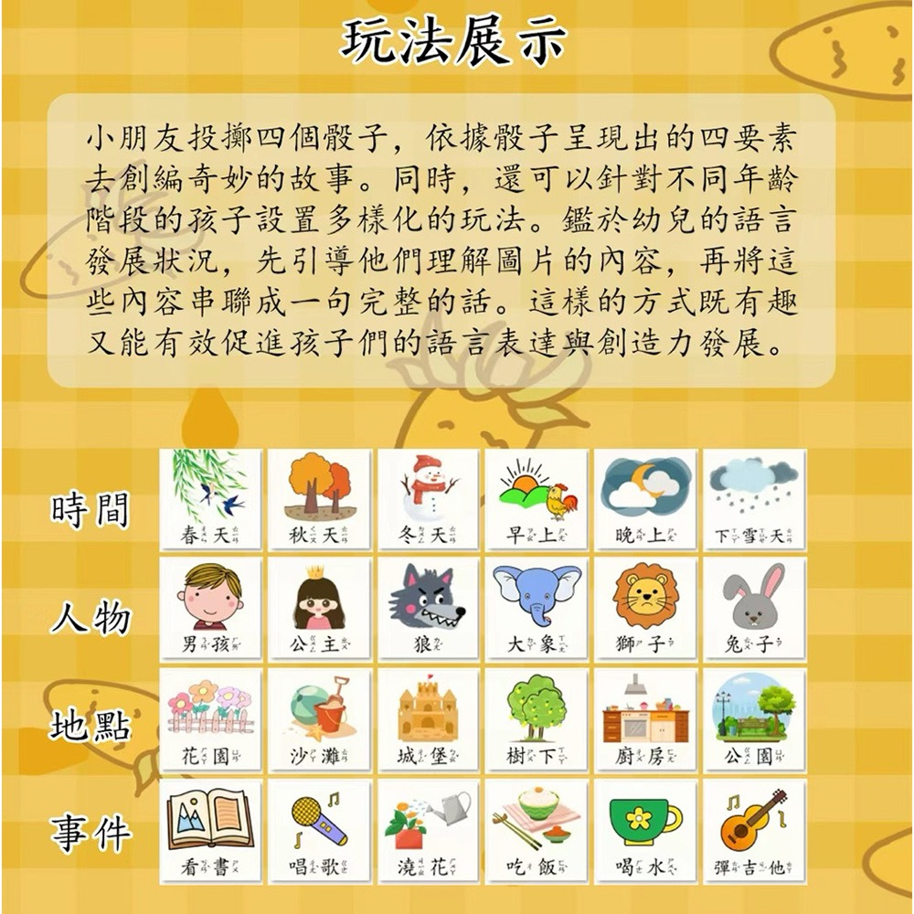 繁體故事骰子 4個注音故事骰子 +1=4款各一 故事骰子  繁體桌遊-細節圖3