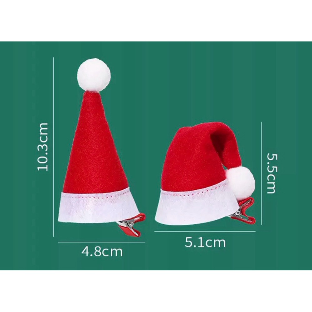 聖誕帽髮夾  5個 聖誕帽  迷你聖誕帽髮夾 聖誕帽 可愛髮飾 節慶頭飾拍照道具  迷你聖誕髮夾直彎 隨機5個-細節圖2